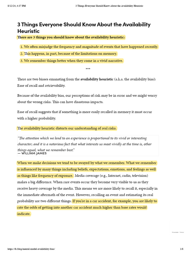 3 Things Everyone Should Know About the Availability Heuristic | PDF ...