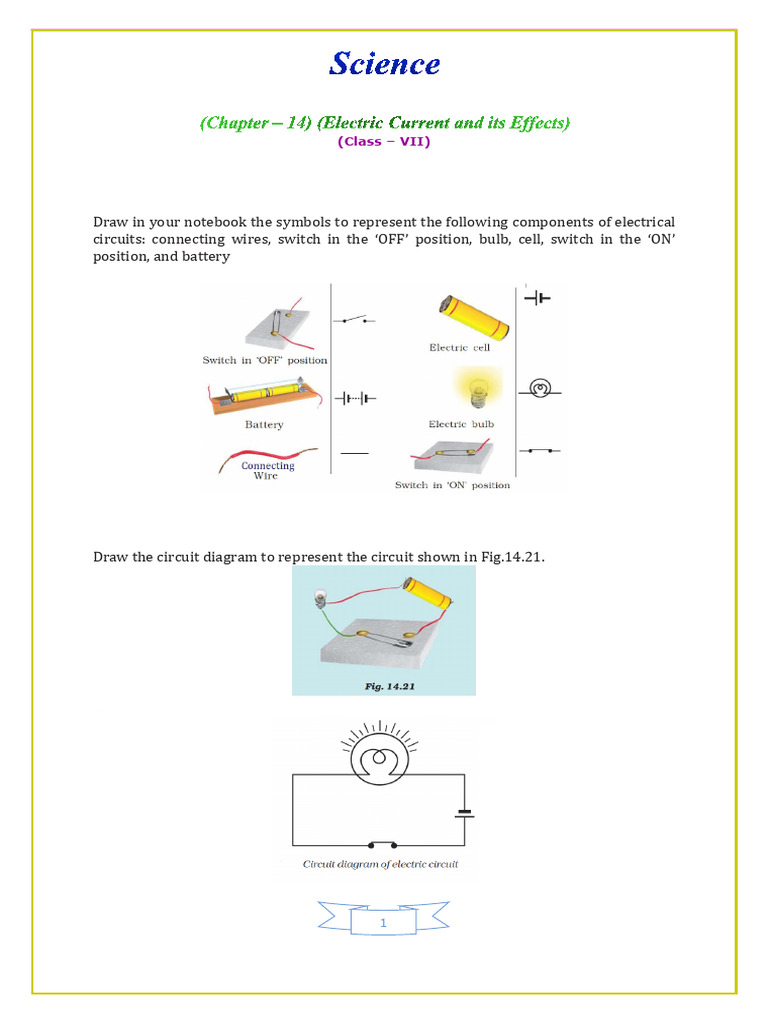 Electrical Circuit Exercises for Class VII | PDF | Electric Current ...