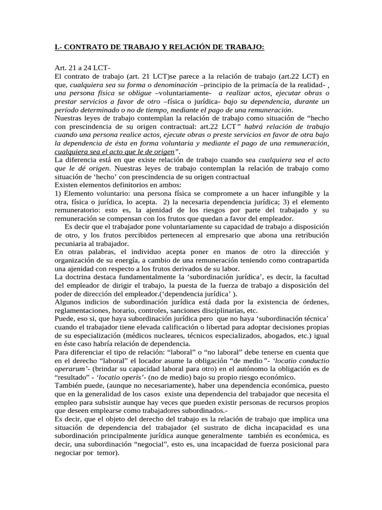 Contrato y Relación de Trabajo en LCT | PDF | Derecho laboral | Justicia