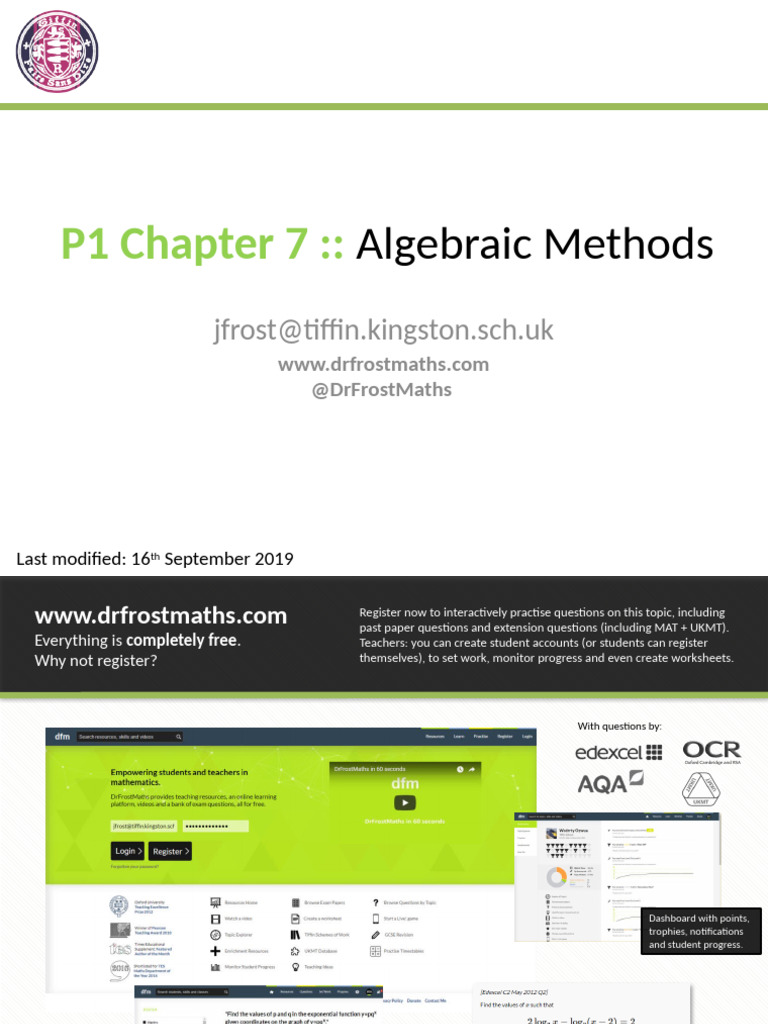 Algebraic Methods: Simplifying & Proofs | PDF | Factorization | Arithmetic