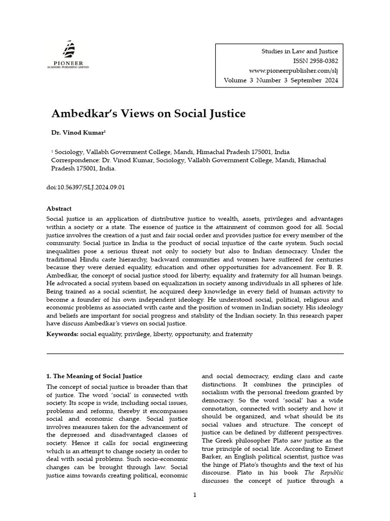 Ambedkar's Social Justice Perspectives | PDF | Justice | Crime & Violence