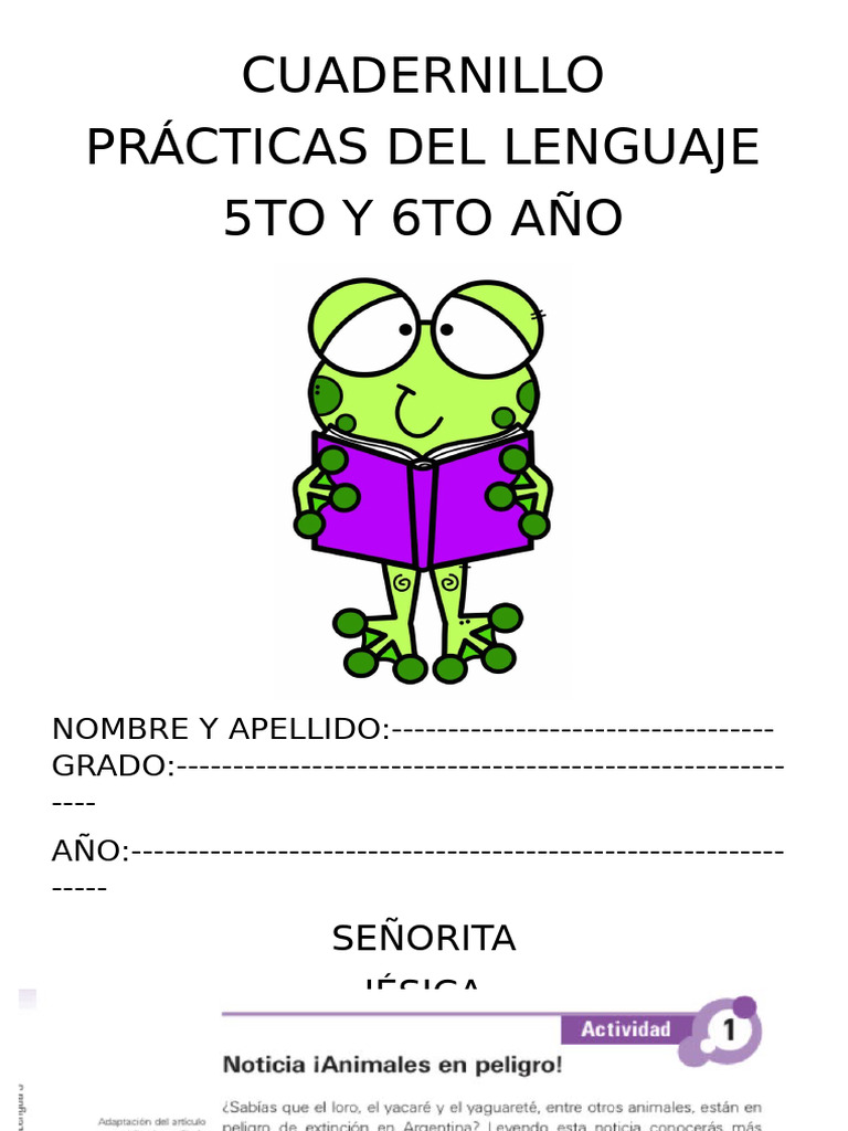 Cuadernillo Practicas Del Lenguaje 5to y 6to | PDF