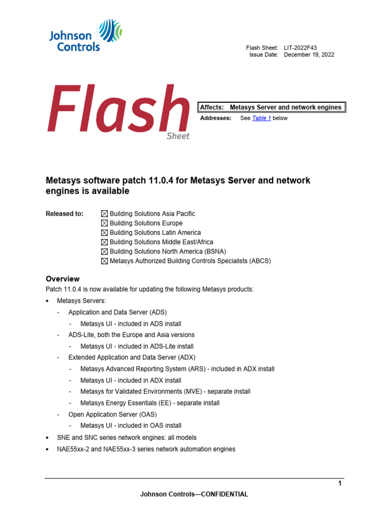 Metasys Patch 11.0.4 Release Notes | PDF | Computer File | Ip Address