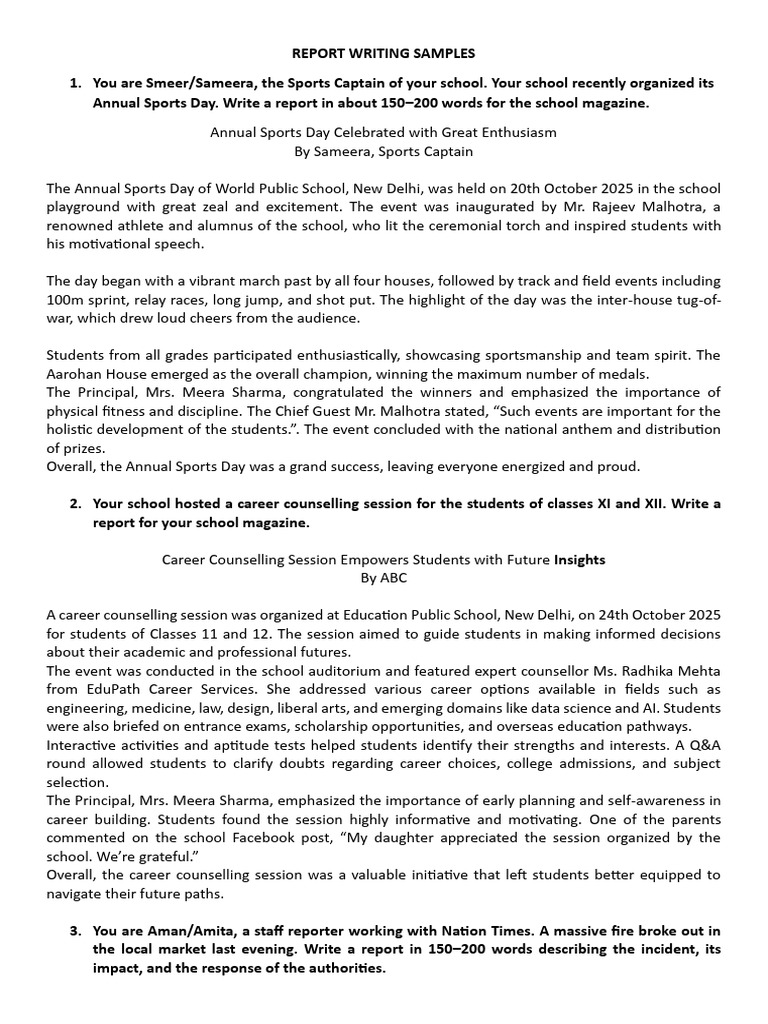 Report Writing Samples | PDF | Textiles