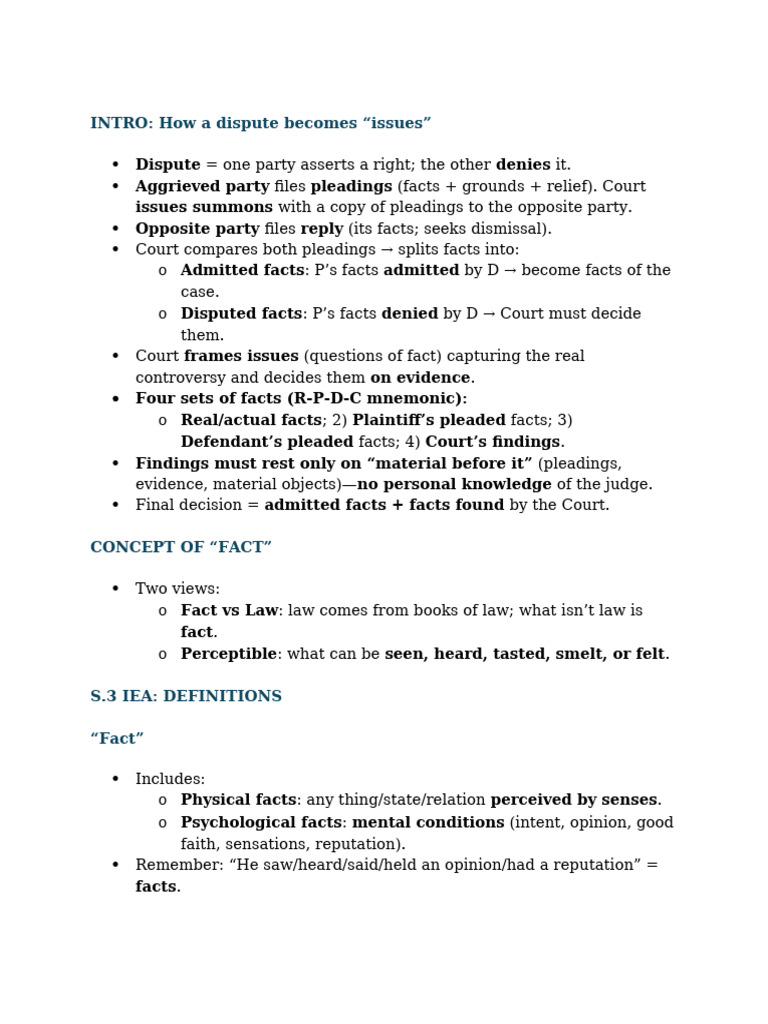Understanding Legal Disputes and Evidence | PDF | Evidence (Law ...