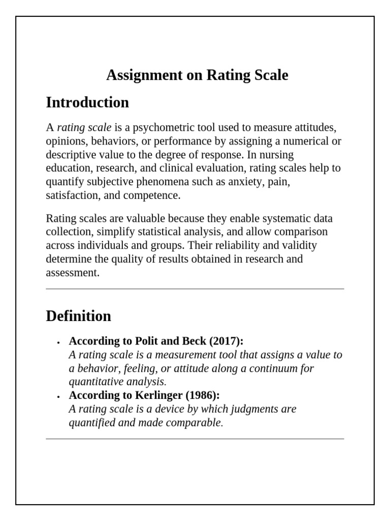 Nursing Rating Scale Overview | PDF | Quantitative Research | Nursing