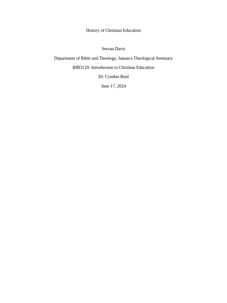 History of Christian Education Overview | PDF