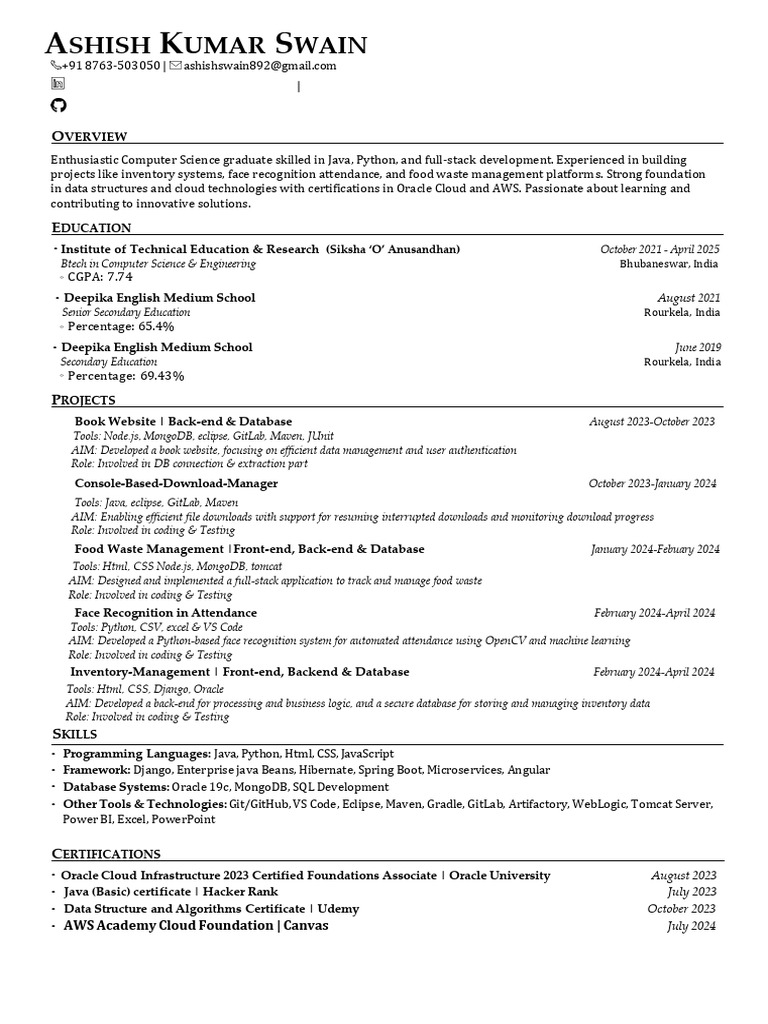 Computer Science Graduate Portfolio | PDF | Eclipse (Software) | Databases
