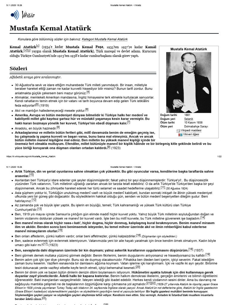Mustafa Kemal Atatürk - Vikisöz | PDF