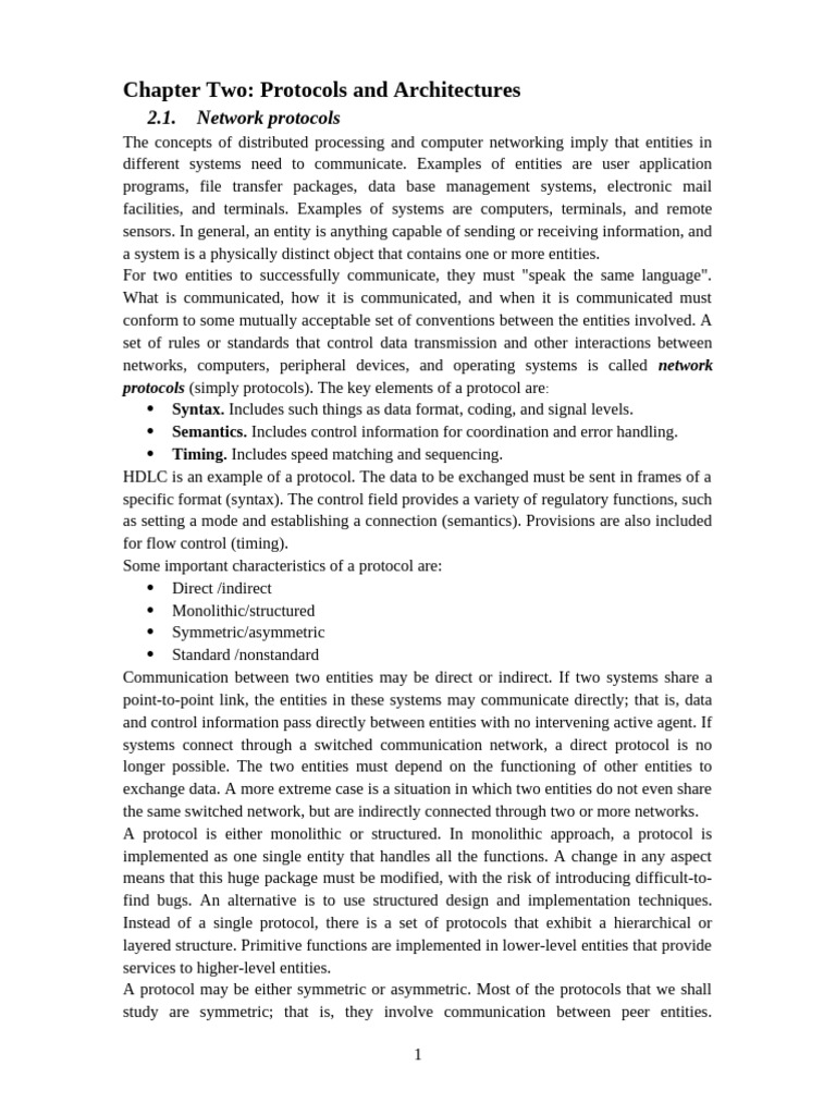 Chapter Two (Protocols and Architectures) | PDF | Osi Model | Computer ...