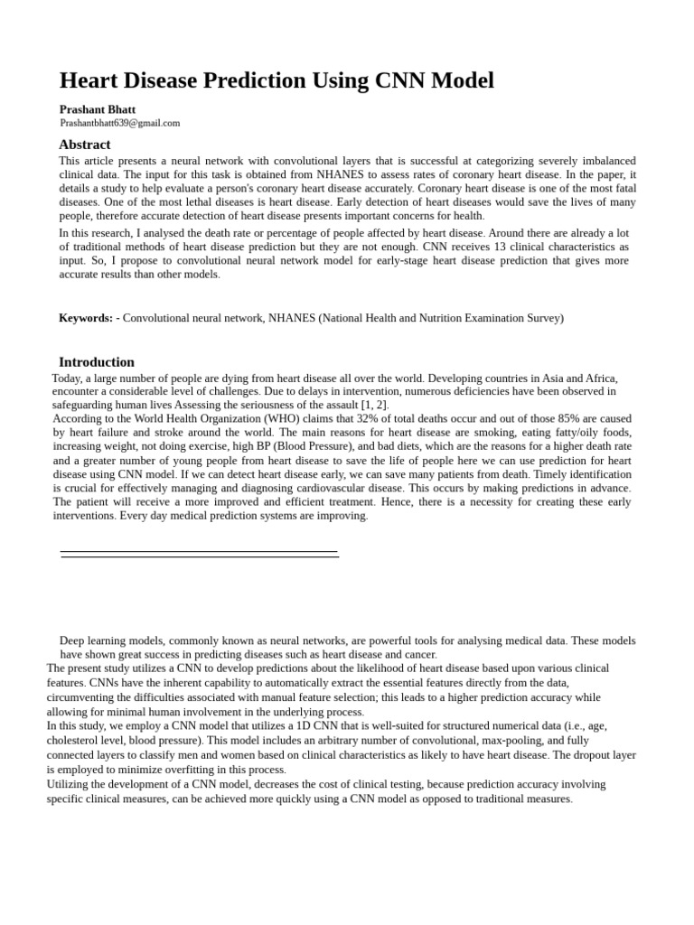 CNN Model for Heart Disease Prediction | PDF | Errors And Residuals ...