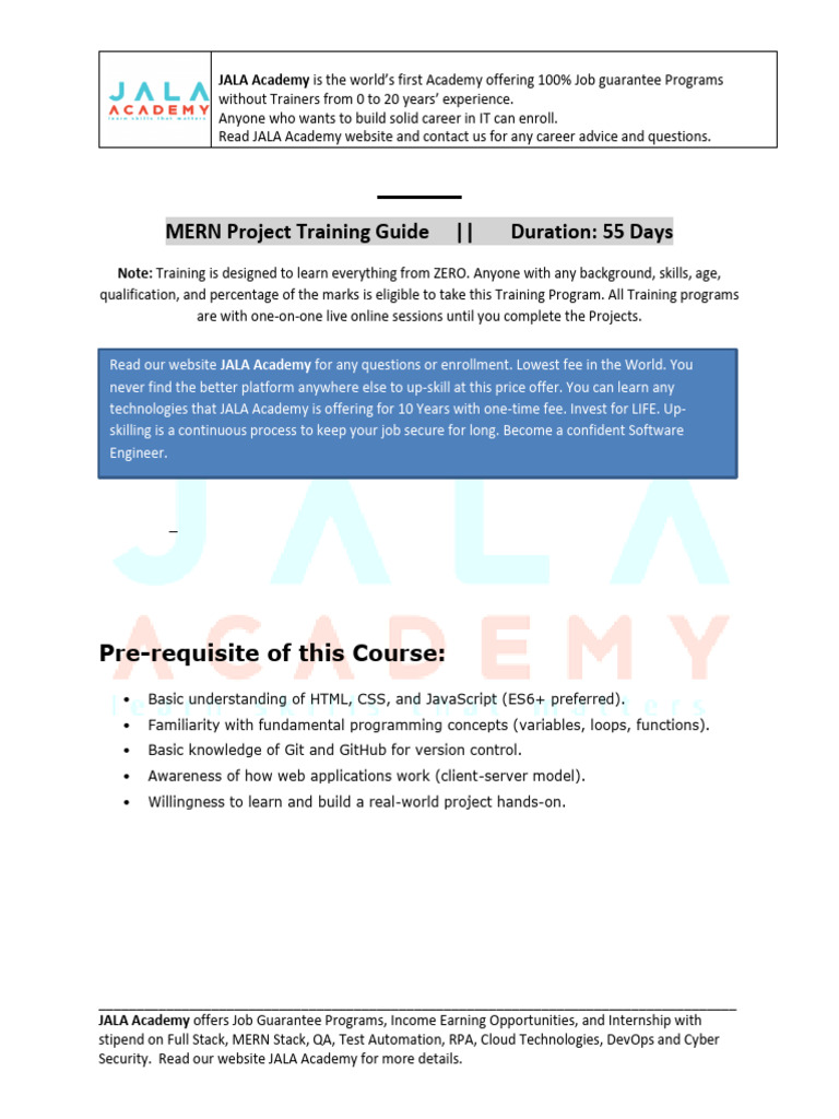 JALA Academy: 100% Job Guarantee IT Programs | PDF | Web Development ...