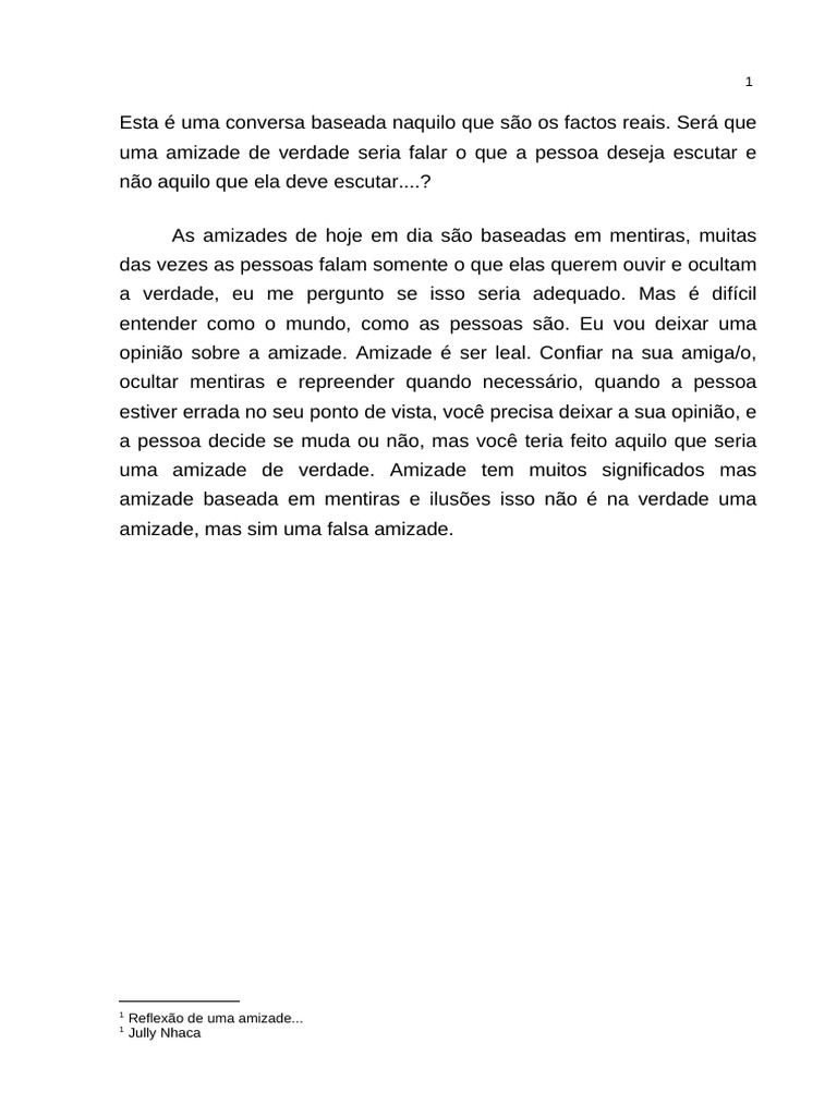 Reflexões sobre Amizade e Verdade | PDF | Amor | Amizade