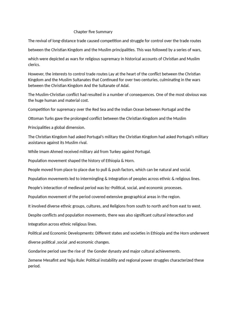 Document (5) Hist 1012 Chapter Five Summary. | PDF
