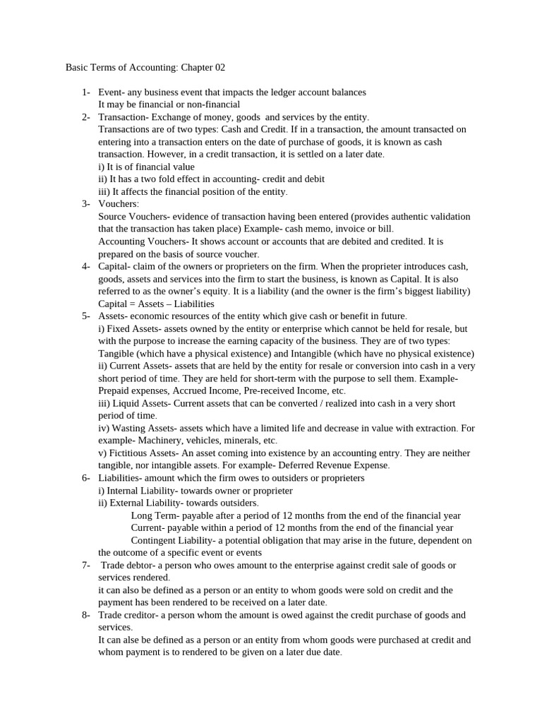 Key Accounting Terms Explained | PDF | Debits And Credits | Financial ...