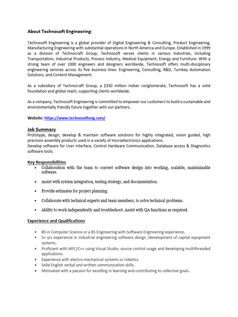 JD Embedded SW Developer (C++) | PDF