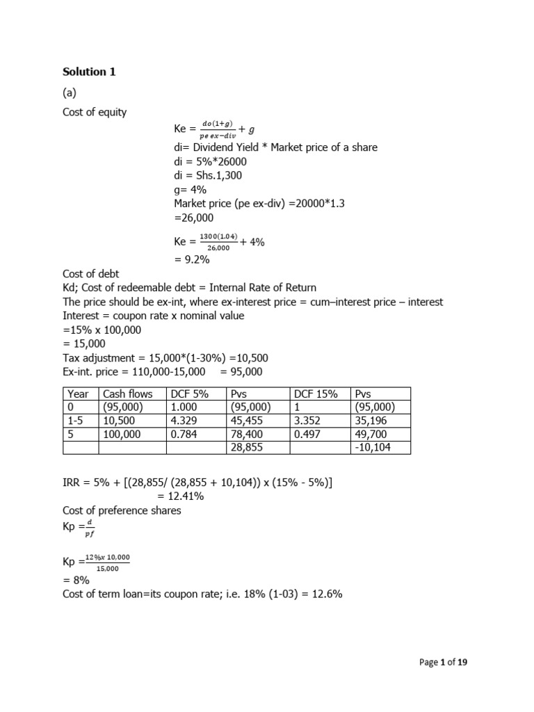 WACC and Cost Analysis Overview | PDF | Islamic Banking And Finance | Debt