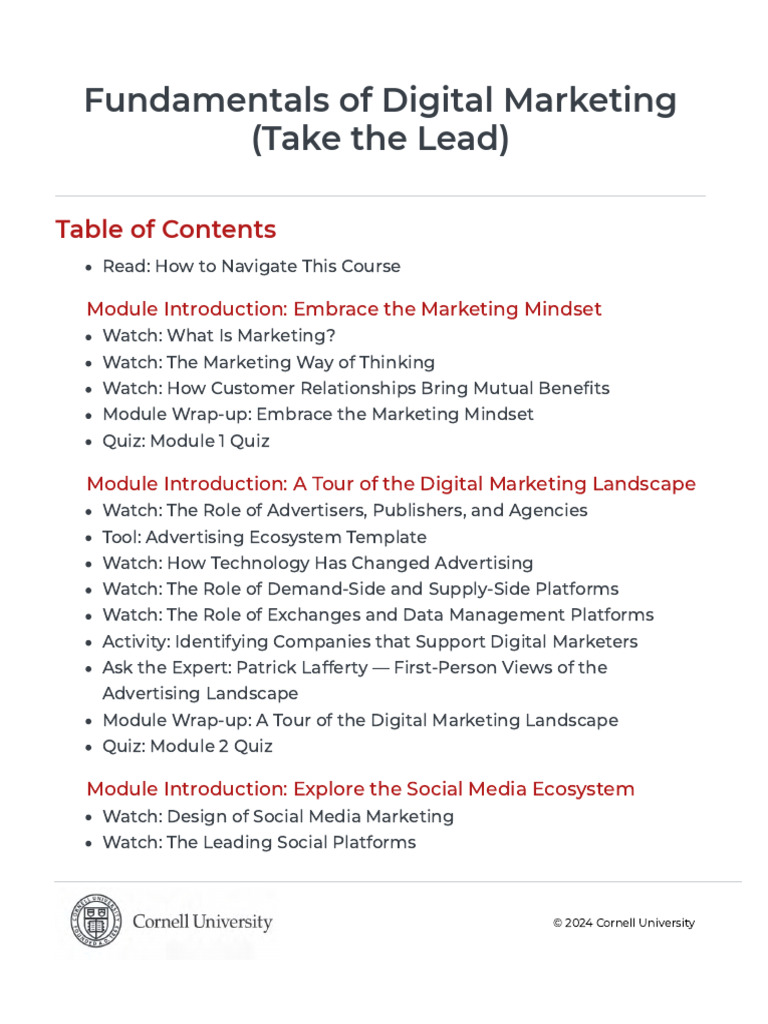 Digital Marketing Fundamentals Course | PDF | Marketing | Digital Marketing