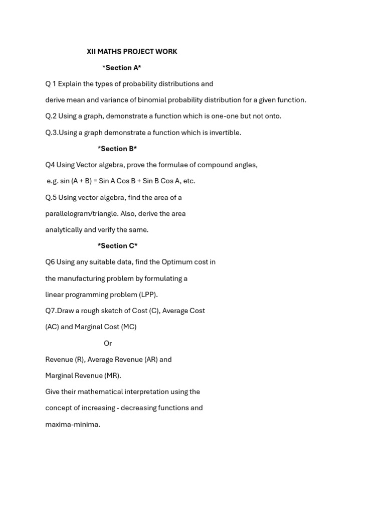12th Maths Project Isc | PDF