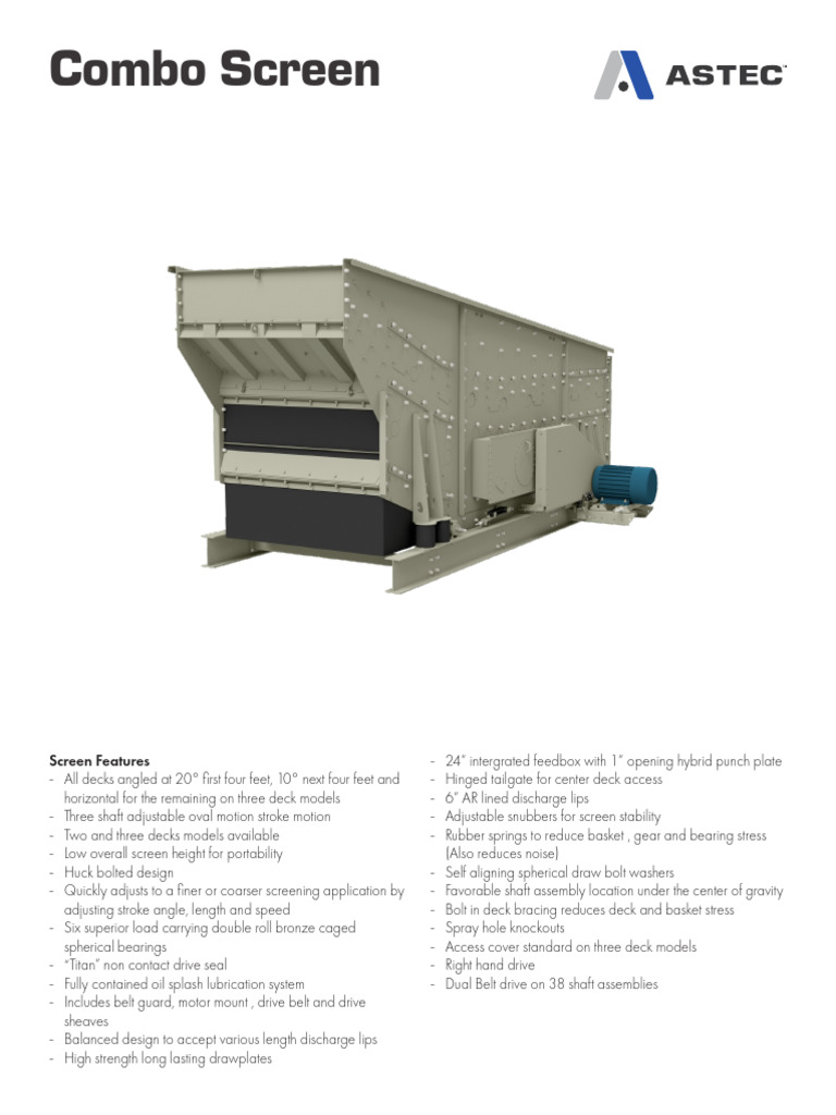 Adjustable Combo Screening Equipment | PDF | Belt (Mechanical ...