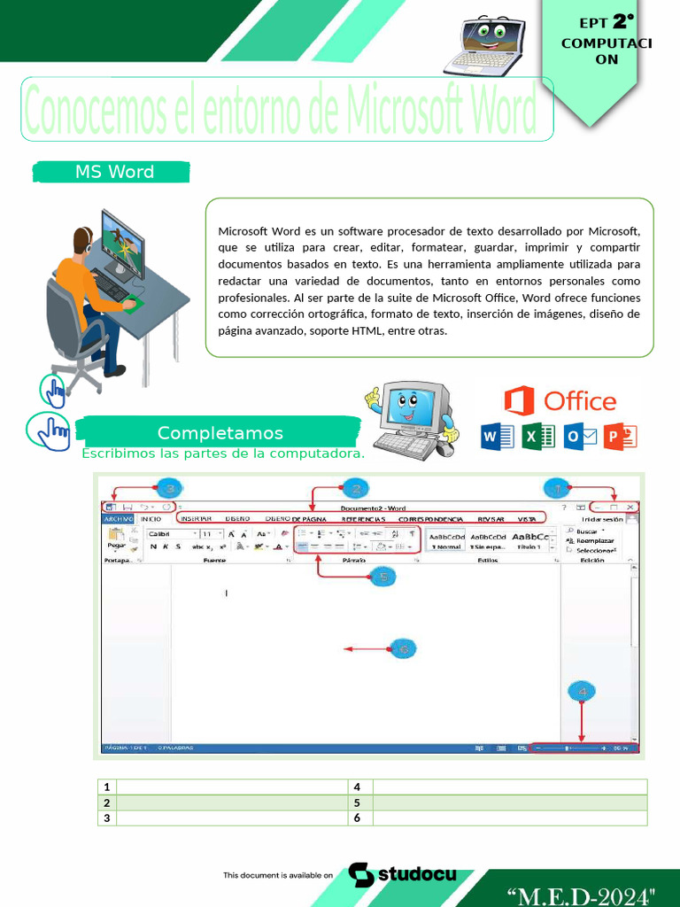 Ficha de Actividad Ept 20 Semana 1 | PDF | Microsoft Word | Procesador ...
