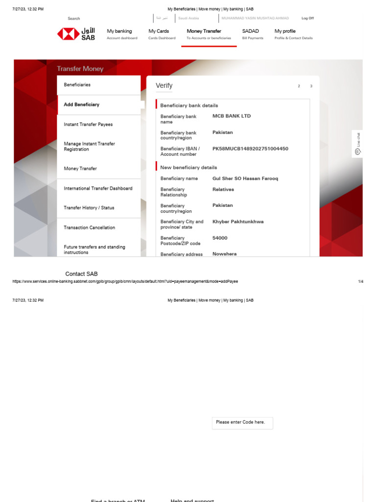 UK 2726 SR - Beneficiaries - Move Money - My Banking - SAB | PDF ...