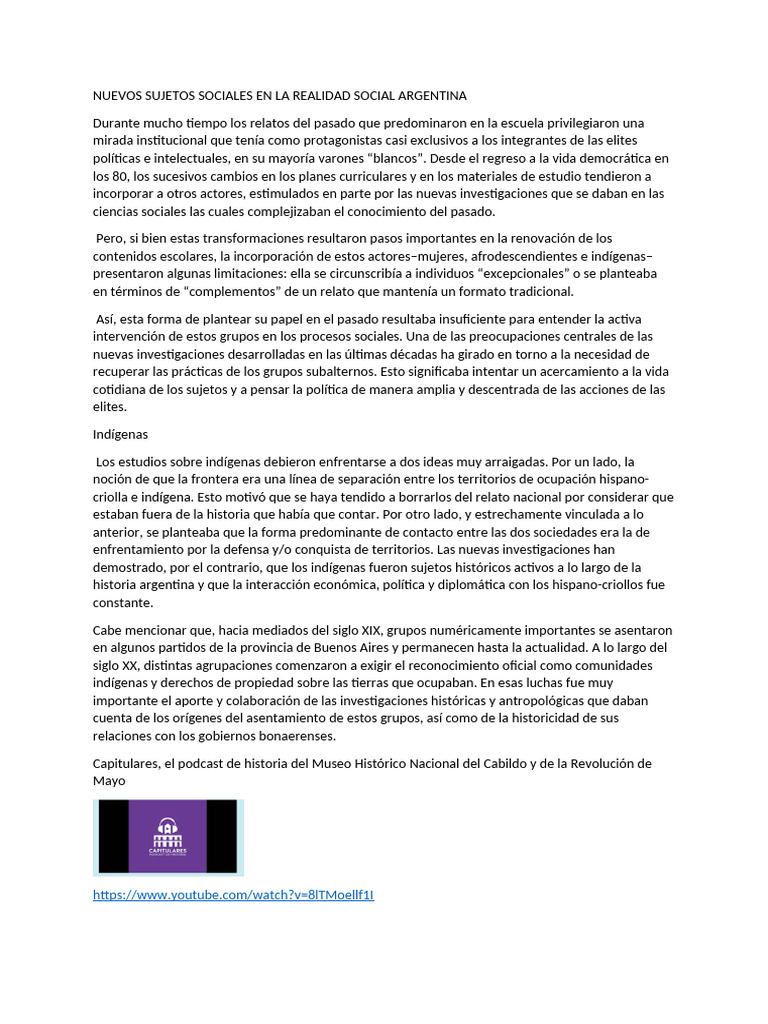Nuevos Sujetos Sociales en La Realidad Social Argentina (1) (1) | PDF