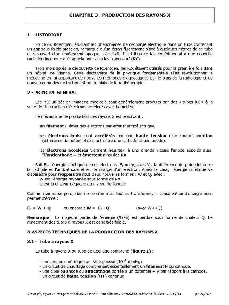 Production des Rayons X en Imagerie Médicale | PDF | Rayon X | Électron