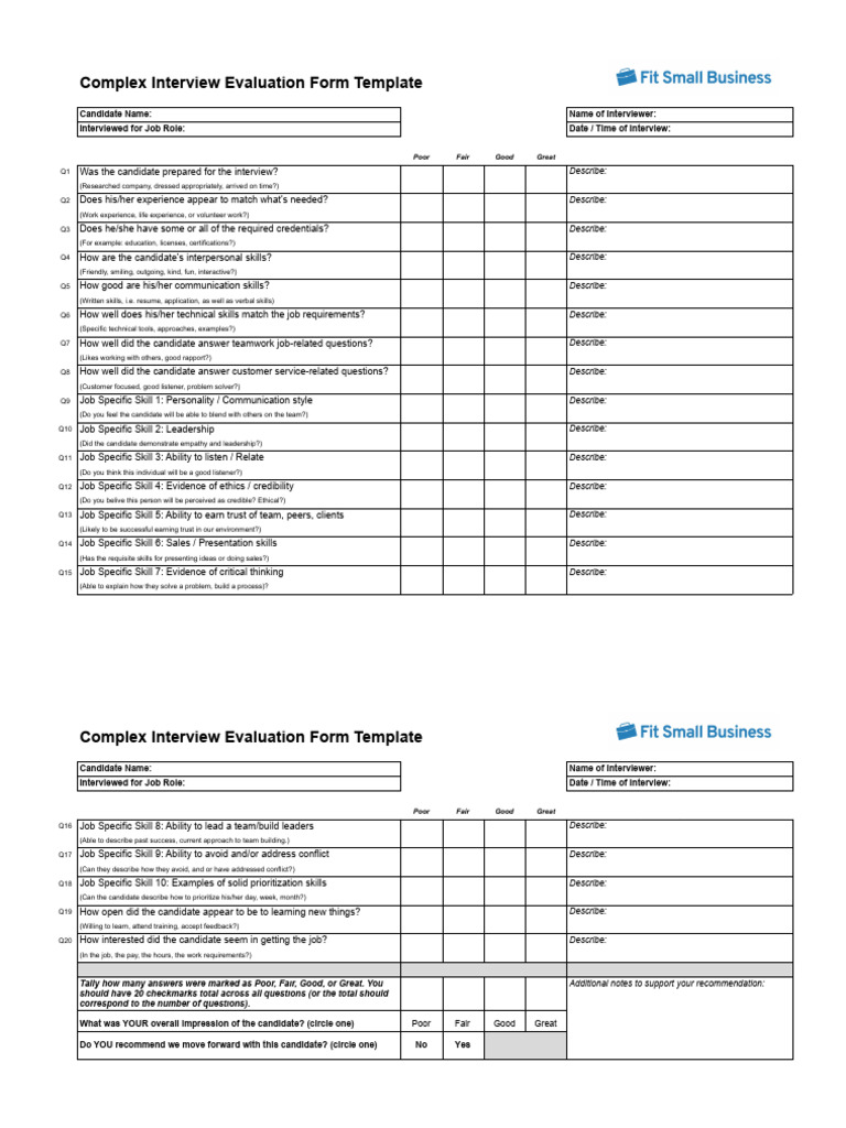 Interview Evaluation Form Template | PDF | Skill | Cognition