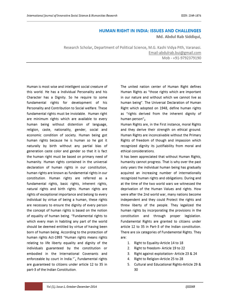 Human Rights Issues in India | PDF | Rights | Human Rights