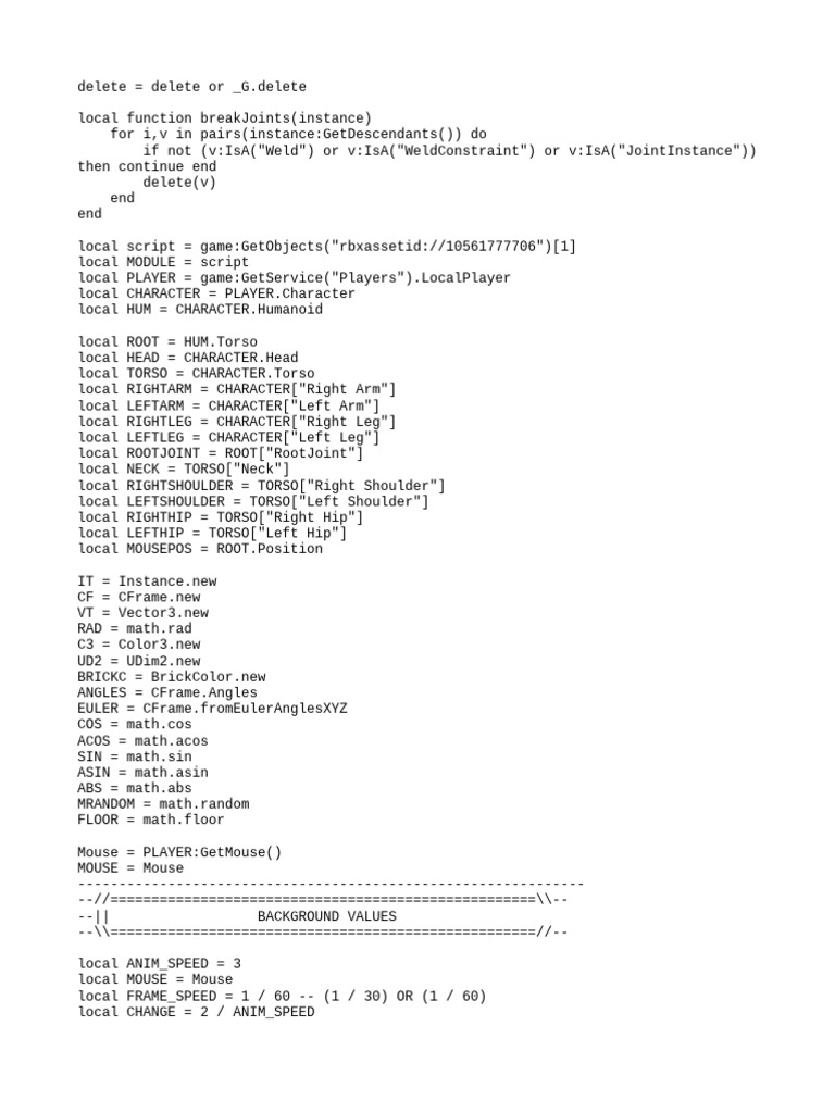 Roblox Script: Joint Deletion & Animation | PDF | Geometric Measurement ...