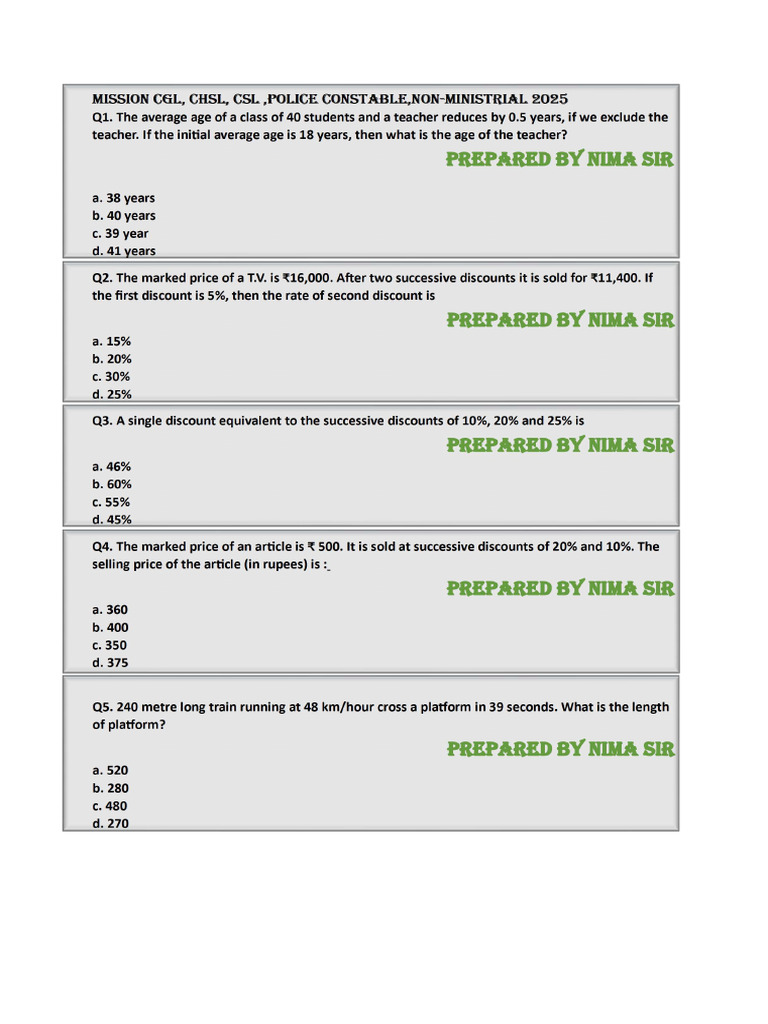 CGL, CHSL, CSL Exam Prep Questions 2025 | PDF