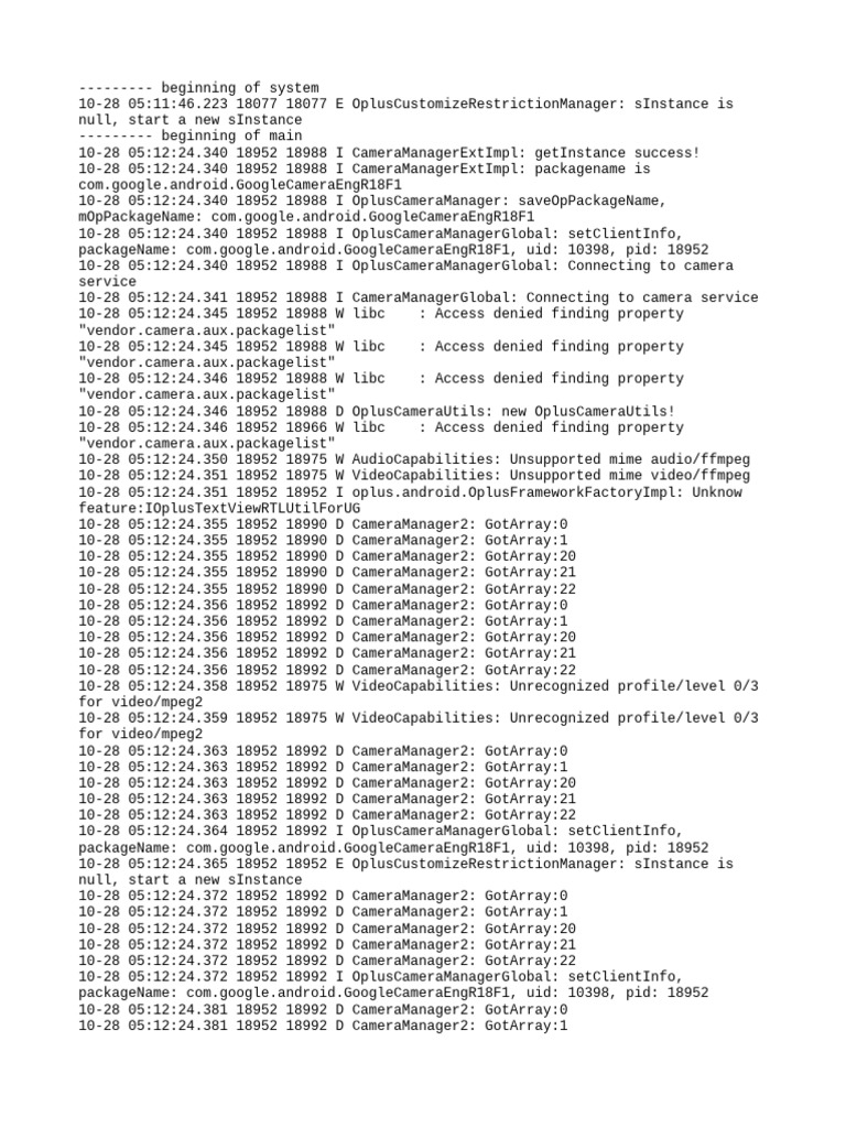Camera Manager Log Analysis | PDF | Computing | Software