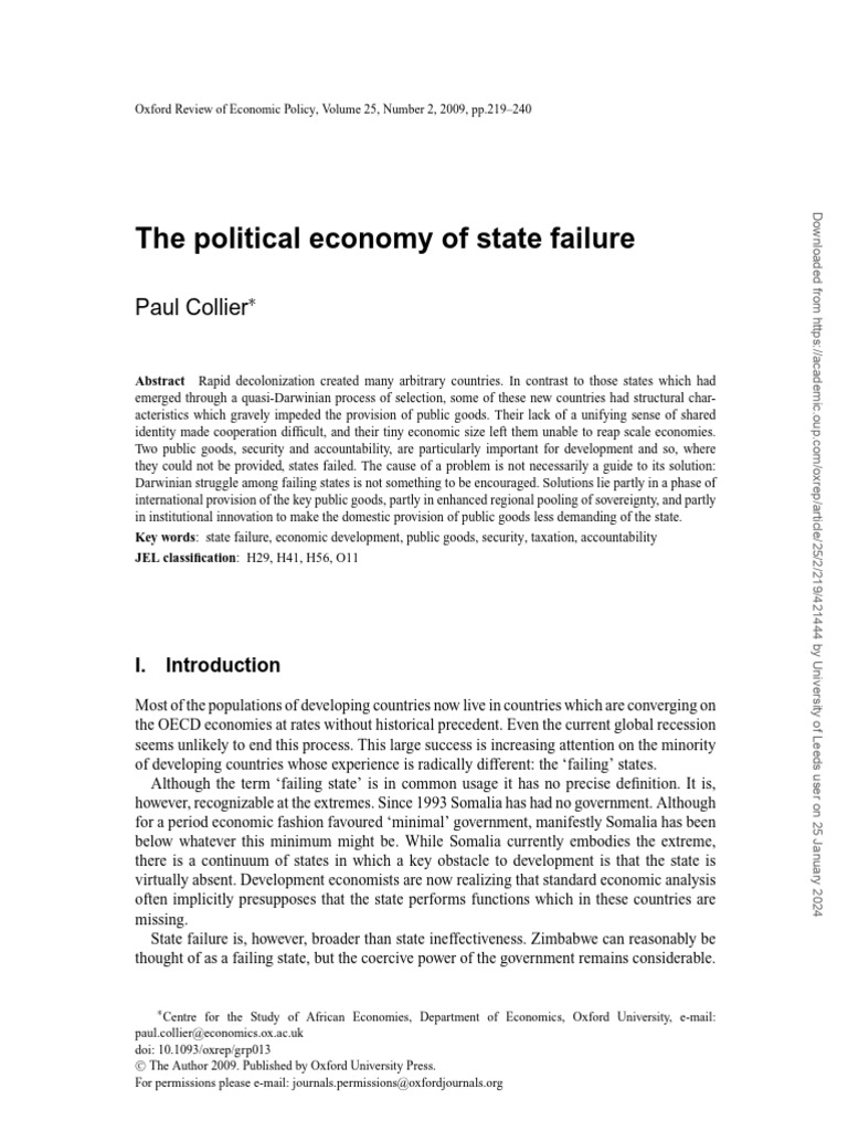 Collier - 2009 - Political Economy of State Failure | PDF | Taxes ...