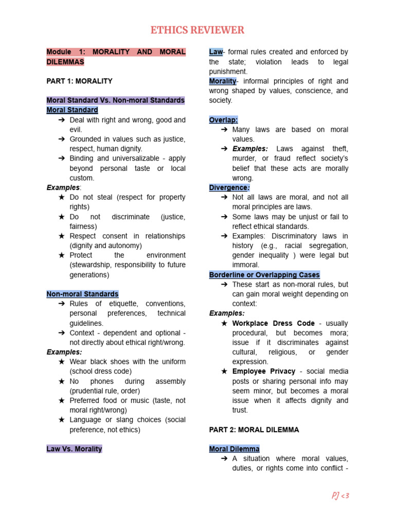 Ethics Midterm Reviewer | PDF | Morality | Justice