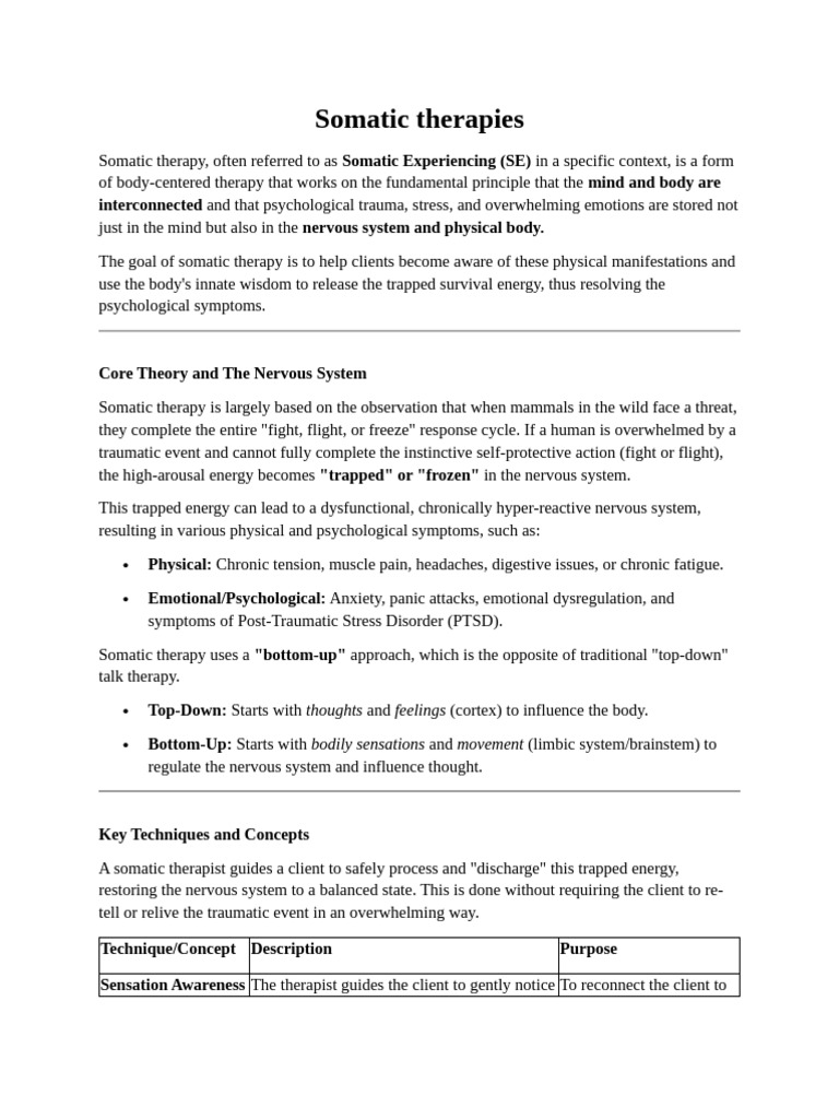 Understanding Somatic Therapy Techniques | PDF | Rational Emotive ...
