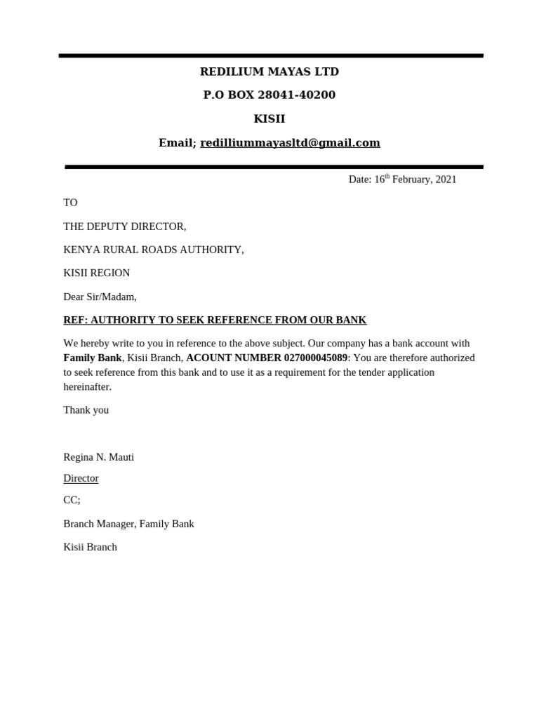 Authorization for Bank Reference Request | PDF