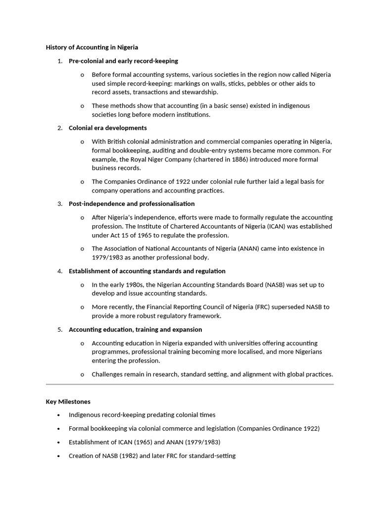 Evolution of Accounting in Nigeria | PDF | Economies | Financial Services