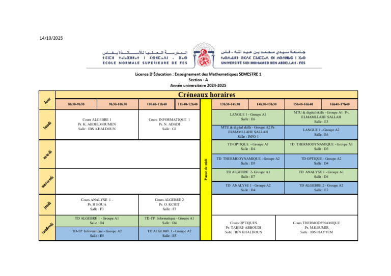 Emploi du temps Licence Éducation Mathématiques PDF Théorie (échecs — free download