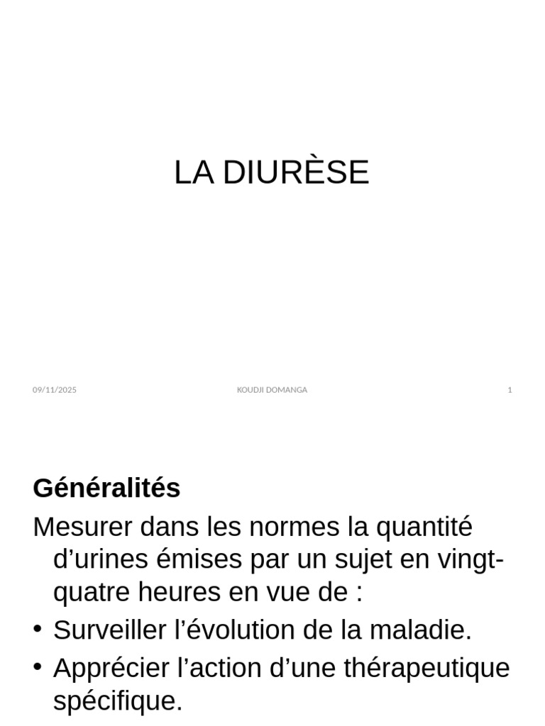 Mesure et Interprétation de la Diurèse | PDF