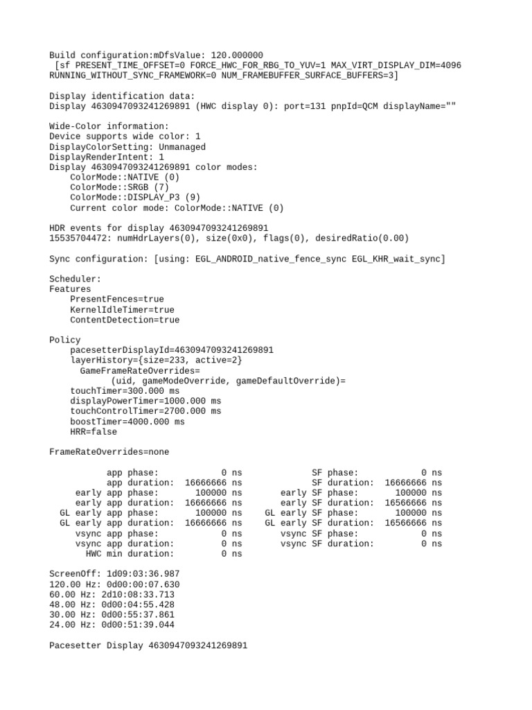 Display Configuration and Performance Data | PDF | Frame Rate | Filmmaking