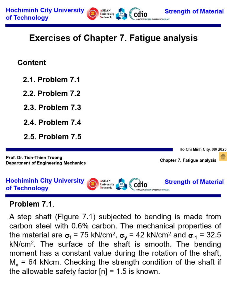 Exercises of C7 | PDF | Strength Of Materials | Fatigue (Material)