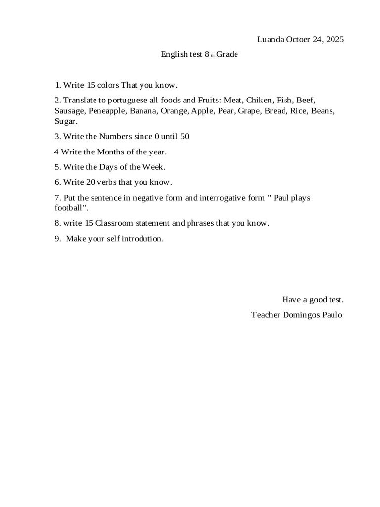 8th Grade English Test Guide | PDF