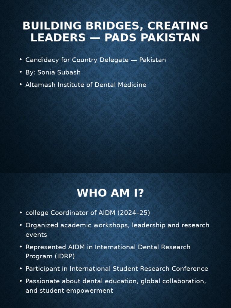 Sonia Subash: Vision for Dental Leadership | PDF | Pakistan