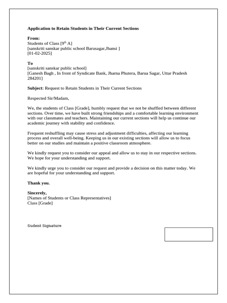 Application To Retain Students in Their Current Sections | PDF
