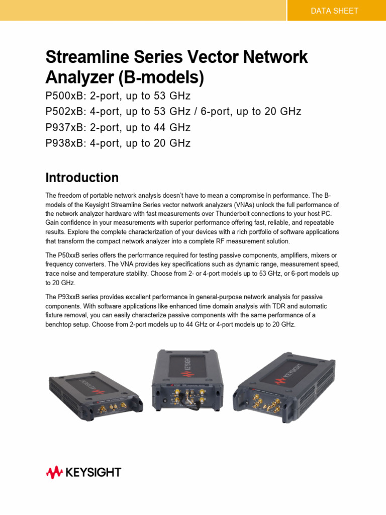 Keysight Streamline VNA B-Models Overview | PDF | Hertz | Electrical ...