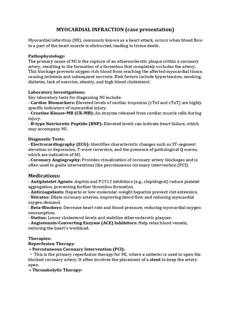 MYOCARDIAL INFRACTION (Case Presentation) | PDF | Myocardial Infarction ...