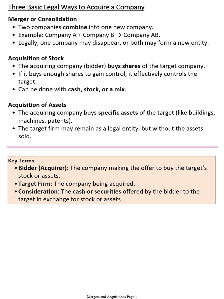 Mergers and Acquisitions Explained | PDF | Goodwill (Accounting ...