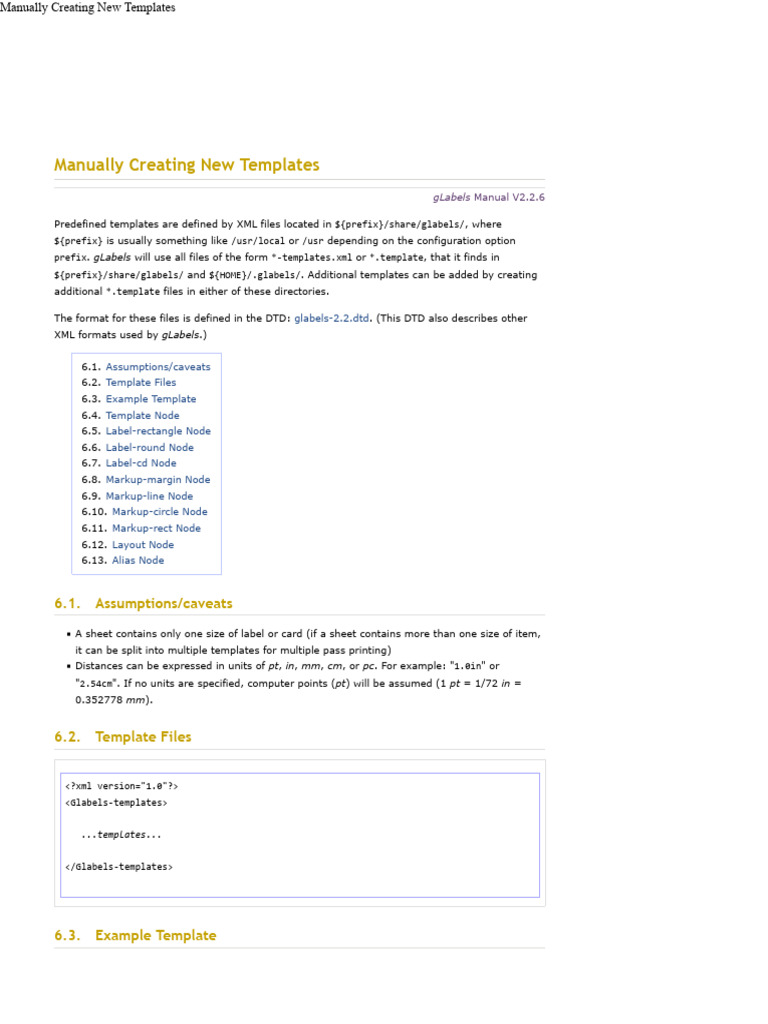 gLabels Template Creation Guide | PDF | Xml