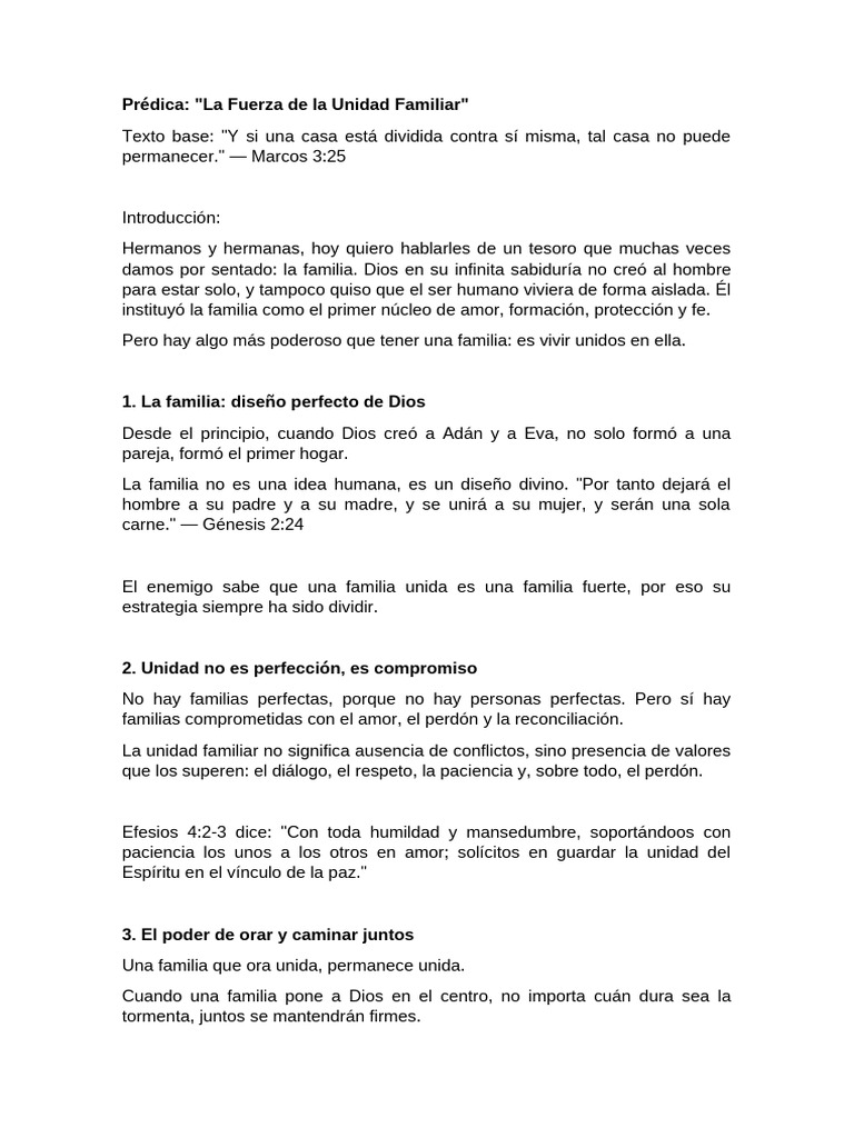 La Fuerza de la Unidad Familiar | PDF | Amor | Oración